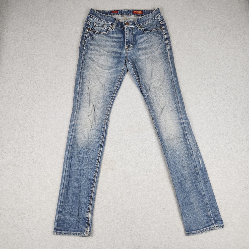 Express Mia Ultra Skinny Jeans Women 0S Blue Denim Stretch Low Rise Medium Wash